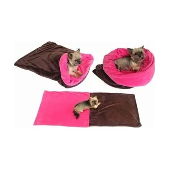 Pelíšek pro psa Marysa spací pytel XL 60 x 75 cm 3 v 1 barva 71 tm.hnědá/tm.růžová