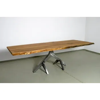 Jídelní stůl HAHNHOLZ Dubový jídelní stůl s nestandartním ocelovým rámem Objednat v délce: 140 cm, šířka: 80 cm, výška: 60 cm