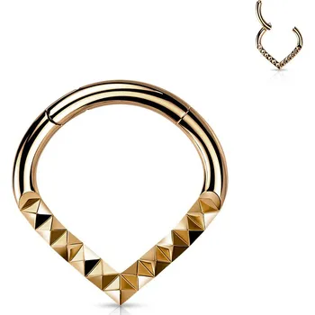 Piercing Šperky4U Zlacený segment piercing špičatý - helix / cartilage / tragus piercing 1,2 x 8 mm - NS0054RD-1208