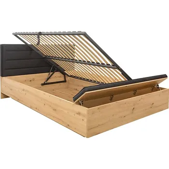 Postel Brwcz OSTIA LOZ/160/B dub artisan/Solar 99 black s ROŠTEM BEZ MATRACE