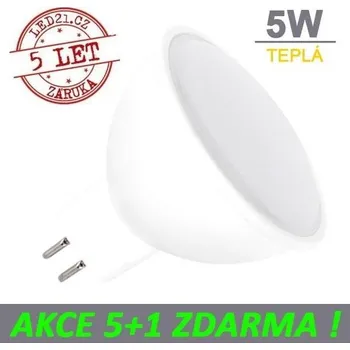 Žárovka LED21 LED žárovka 5W GU5.3 12V DC 320lm TEPLÁ, 5+1 ZDARMA