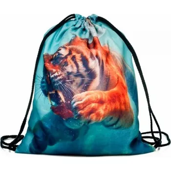 Školní sáček Plátěný vak s 3D potiskem Tygr pod vodou Timy F27581