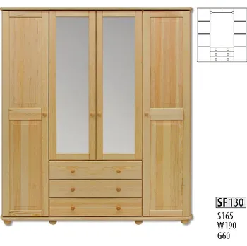 Nábytek Drewmax Šatní skříň SF130 masiv (Barva dřeva: Ořech)