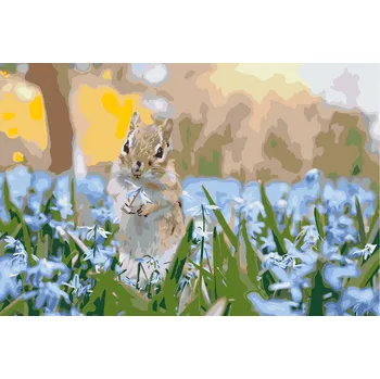 Malování podle čísel - Veverka v zahradě Velikost: 40x60cm, Rámování: Pouze srolované plátno