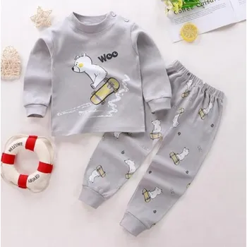 Chlapecké pyžamo Krásná barevná pyžámka pro děti 1-6 let Varianta: medvěd na skejtu, šedá, Velikost: 5 let