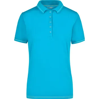Dámské tričko Dámské triko s límečkem premium JAMES NICHOLSON JN568 AQUA/WHITE M