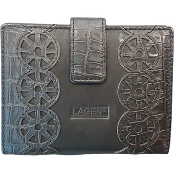 Peněženka Dámská kožená peněženka Lagen vzor černá 3734/K black