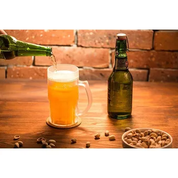 Sklenice Ledový pivní pohár CHILLER XXL - 400ml zlatý + otvírák