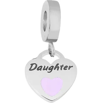 Přívěsek BRUNOshop.cz Visací přívěsek na náramek SRDCE s nápisem DCERA RŮŽOVÝ