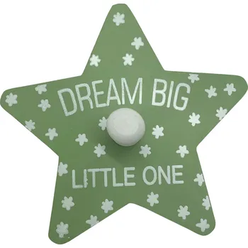 H&L Dětský věšáček Hvězda, zelená/bílé hvězdičky