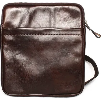 Pánská kožená středně velká crossbody taška Vera Pelle no. 82 tmavěhnědá | KabelkyproVas.cz