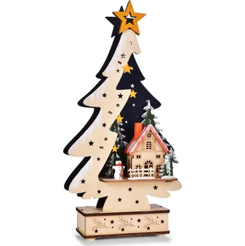 Vánoční dekorace Stromek se zátiším s LED osvětlením 40cm