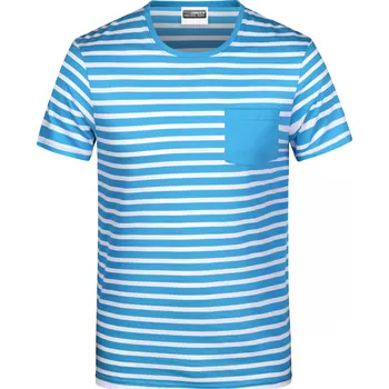 Pánské tričko Pánské triko JAMES NICHOLSON 8028 ATLANTIC/WHITE M