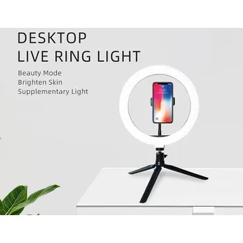 LED RING LIGHT 165-20, kruhové světlo 20cm se stativem, držák pro mobilní telefon, regulace jasu a barvy bílé a bílé teplé