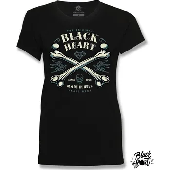 Dámské tričko Dámské Triko BLACK HEART BONES Barva: Černá, Velikost: XL