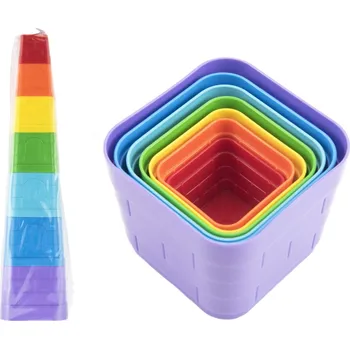 Teddies Kubus pyramida hranatá barevná 7 dílků Hračka pro nejmenší Teddies Kubus pyramida hranatá barevná 7 dílků