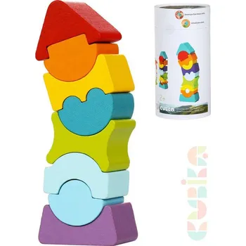ostatní stavebnice Cubika DŘEVO Baby stavebnice Věž balanční set 8 dílků kostky pro miminko