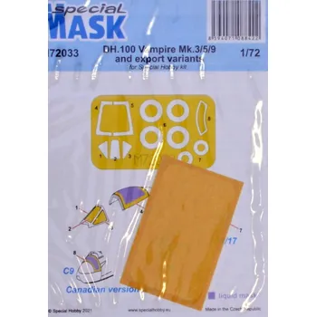 Plastikový model 1/72 Mask for DH.100 Vampire Mk.3/5/9 & export