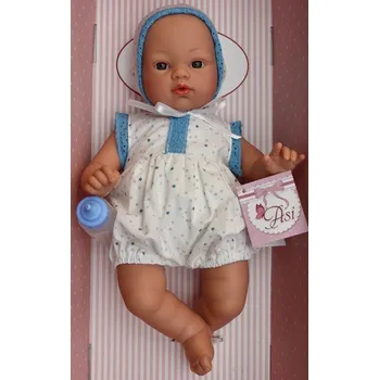 Panenka Realistické miminko - chlapeček KOKE v letním modrobílém overálku - od firmy ASIVIL (Velikost 36 cm)