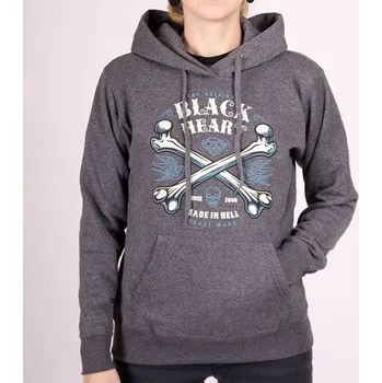 Dámská mikina DámsKá Mikina BLACK HEART BONES Barva: šedá, Velikost: XL
