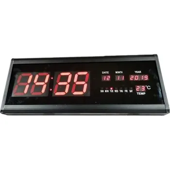Hodiny HODINY P361 RED, velké, nástěnné LED hodiny, dny v týdnu, datum, teplota