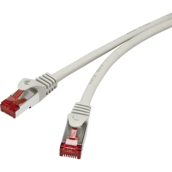 Datový kabel Renkforce RF-4724264 RJ45 síťové kabely, propojovací kabely CAT 6 S/FTP 3.00 m šedá s ochranou, pozlacené kontakty, samozhášecí 1 ks
