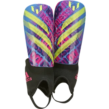 Fotbalový chránič adidas Messi Match Junior fialové/růžové/žluté L