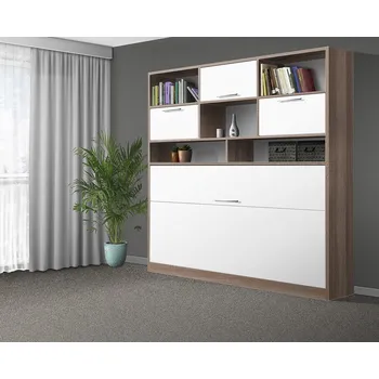 Postel Nabytekmorava Sklápěcí postel VS1056 MAX, 200x90cm barva lamina: Dub sonoma tmavý/bílé dveře, matrace: bez matrace, varianta dveří: matné