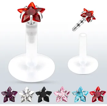 Piercing Šperky4U Piercing do brady - labreta hvězda 3 mm - LB01045-1206-03A