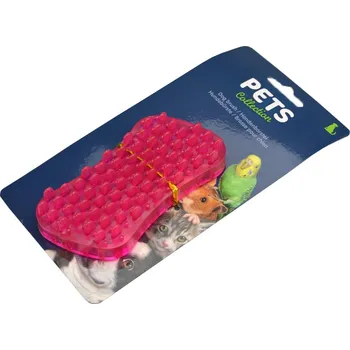 Péče o srst a drápky PETS Gumový masírovací kartáč pro psy - Růžový (11,5cm)