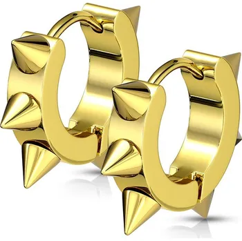 Náušnice Ocelové náušnice s hroty, barva zlatá