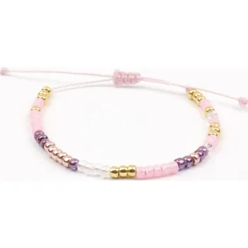 Náramek Moni náramek růžový z korálky TOHO 2
