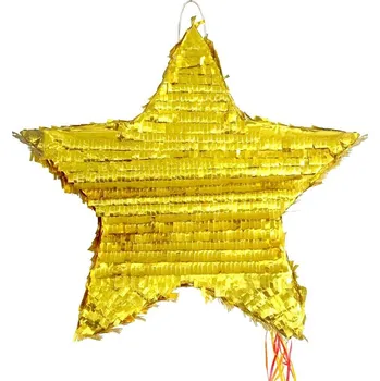 Vánoční dekorace PIŇATA Hvězda, zlatá - 45x44x9 cm (zn. Godan)