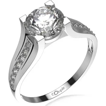 Prsten Couple, Luxusní zásnubní prsten Merci, bílé zlato a zirkony, vel. 55, prům. 17.5 mm, 585-52-1-0519.1B00.0.55.001