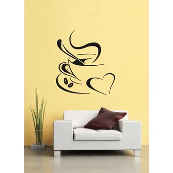 Samolepící dekorace Samolepka na zeď Coffe cappuccino 40x44 cm_zrcadlově + vypínač zdarma (dekorace na zeď)