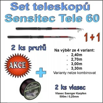 Rybářský prut Saenger Set teleskopů Sensitec Tele 60 1 + 1 Varianta 3,30m