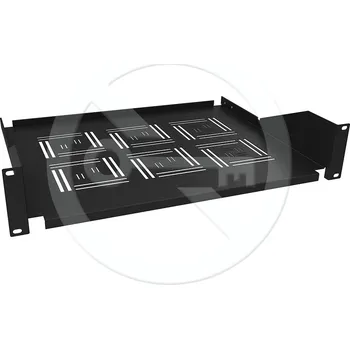 Rozvaděč Solarix Police 19" 2U 350mm ukládací plato BK úchyt na přední lišty UP-23-B 80500350
