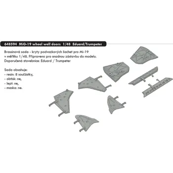 Plastikový model Eduard 1/48 MiG-19 wheel well doors (EDUARD/TRUMPETER)