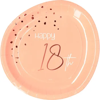 Party nádobí Folat Narozeninová party Elegant Lush Blush - Talíře papírové 18 23 cm 8 ks