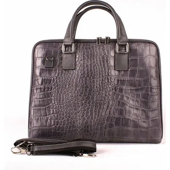 Dámská kožená taška na notebook 14.1" šedá | KabelkyproVas,cz