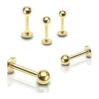 Piercing Pozlacená labreta - kulička (3 mm, 1,6 x 10 mm)