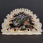 AMADEA Dřevěný svítící portál s motivem vesničky, barevný, 53 cm