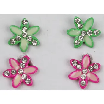 Náušnice UNI Náušnice kytičky 2 páry Barva: zeleno-růžová