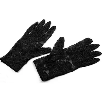 Rukavice Společenské rukavice 21 cm krajkové - 1 černá