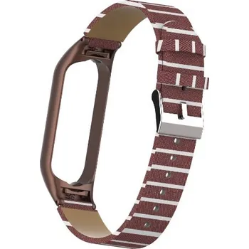 Ostatní příslušenství k chytrým hodinkám eses Kožený řemínek pro Xiaomi Mi Band 5 a Xiaomi Mi Band 6 - Vzorovaný hnědý