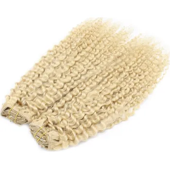 Příčesek Kudrnatý clip in maxi set 53cm pravé lidské vlasy – REMY 200g - PLATINA
