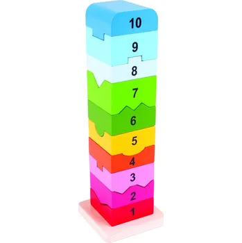 Dřevěná hračka Motorická věž s číslicemi, dřevěná