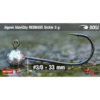Rybářský háček Jigová hlavička REDBASS Sickle #3/0 - 33 mm - #3/0 - 5 g, 5 ks