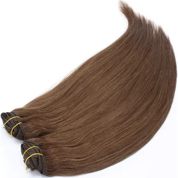 Příčesek Clip in maxi set 43cm pravé lidské vlasy - REMY 140g - středně hnědá