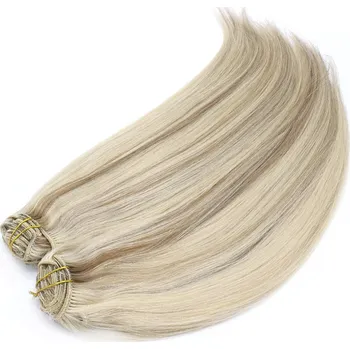 Příčesek Clip in maxi set 73cm pravé lidské vlasy – REMY 280g – PLATINA/SVĚTLE HNĚDÁ